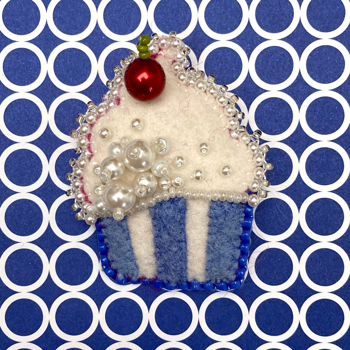 Cafe Life Brooch - Cupcake Blue