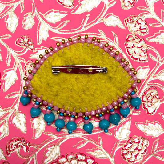Eye Brooch - Pink & Turquoise