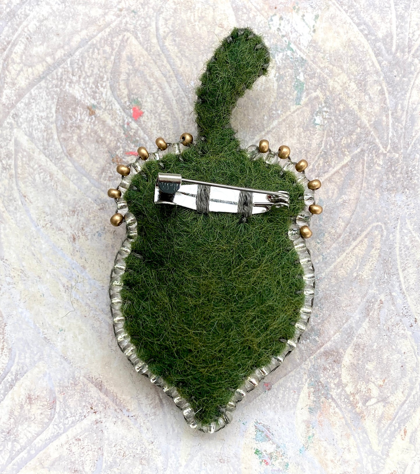 Acorn Brooch - Gold & Grey