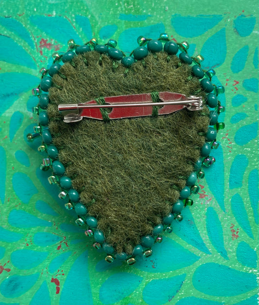Heart Brooch - Jade Green