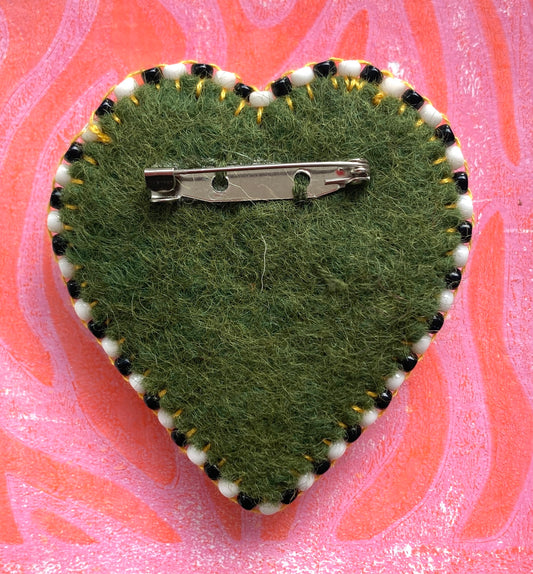 Heart Eye Brooch - Yellow