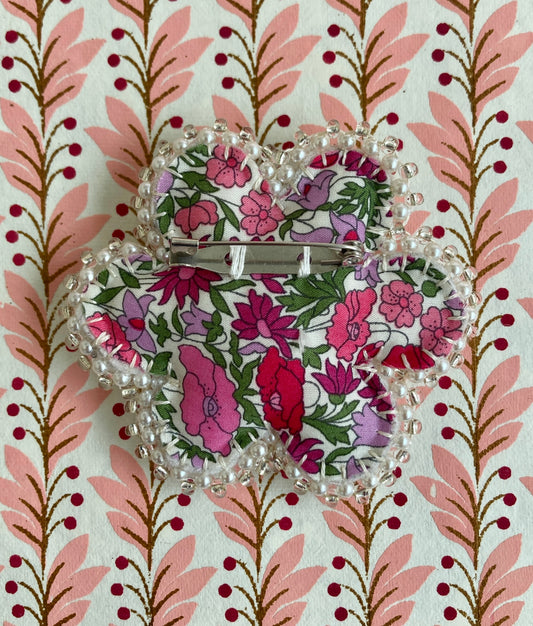 Flower Brooch - Ivory & Pink