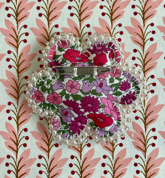 Flower Brooch - Ivory & Red