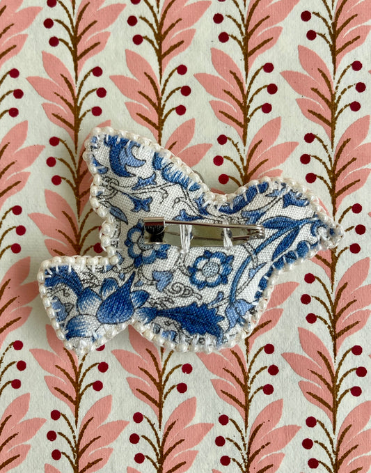 Dove Brooch - Blue & White