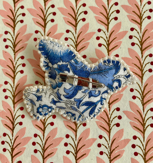 Dove Brooch - Blue & White