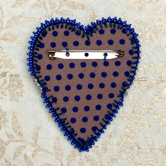 Eye & Heart Brooch - Blue & White