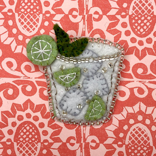 Cafe Life Brooch - GIn & Lime