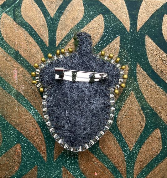 Acorn Brooch - Gold & Moss