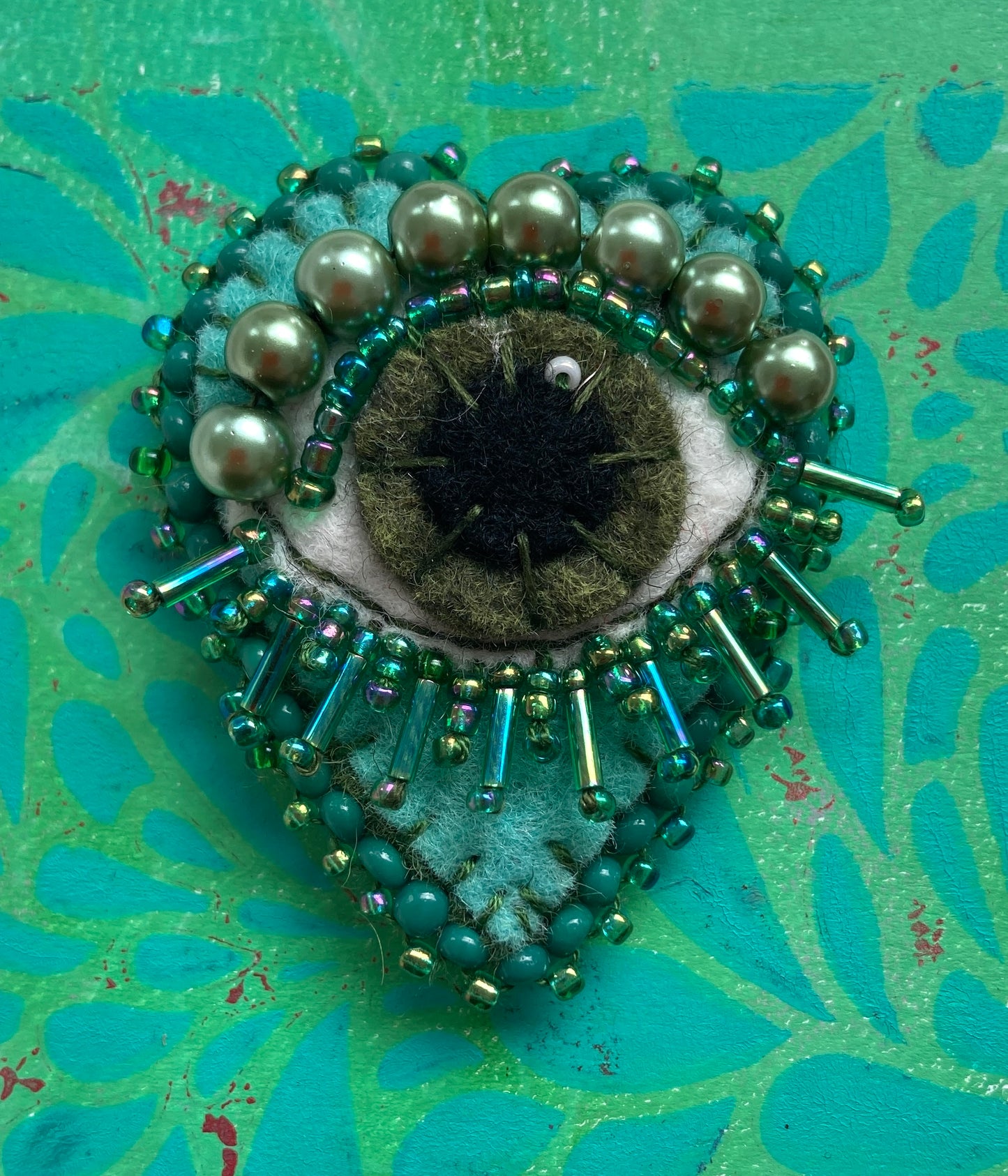 Heart Brooch - Jade Green