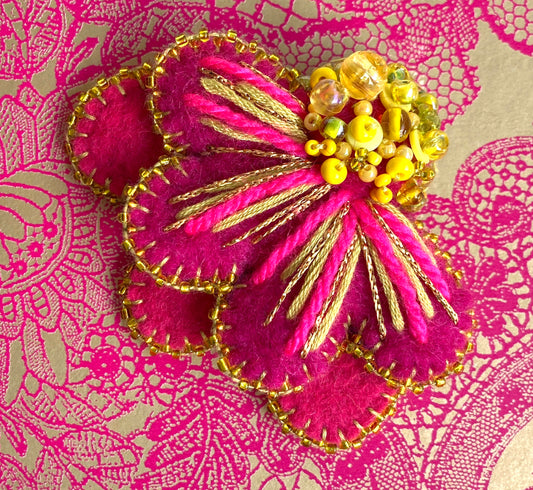 Flower Brooch - Fuchsia