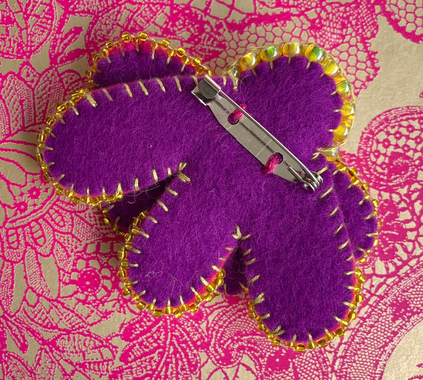 Flower Brooch - Fuchsia