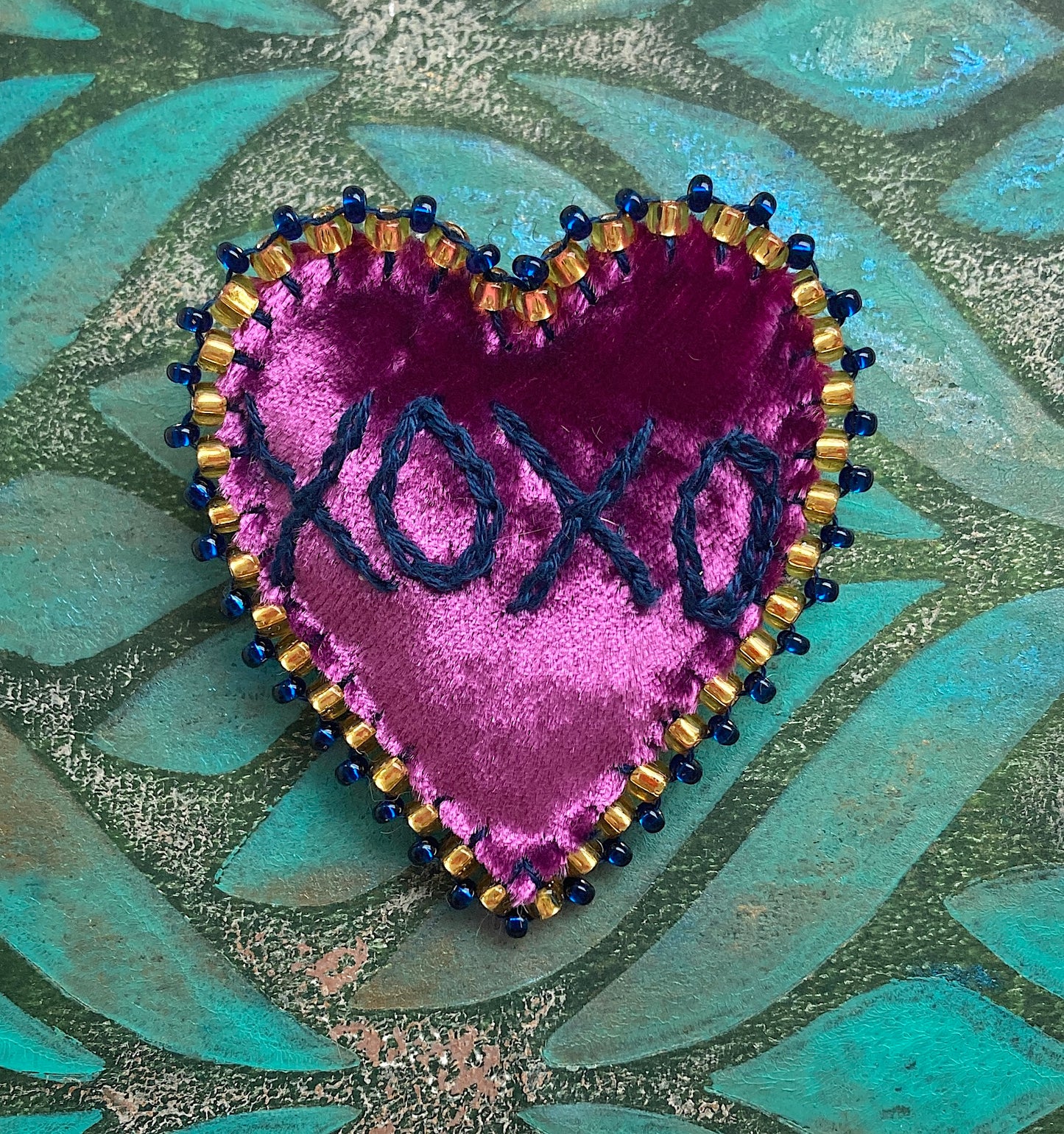 Heart Brooch Velvet - Purple