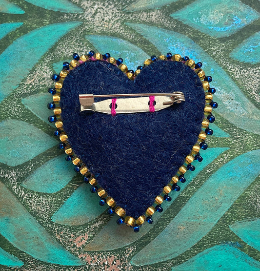 Heart Brooch Velvet - Purple