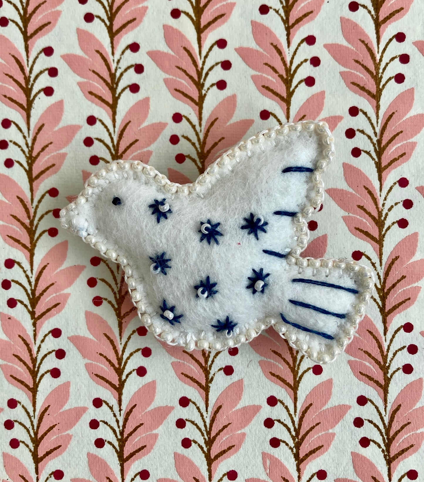 Dove Brooch - Blue & White