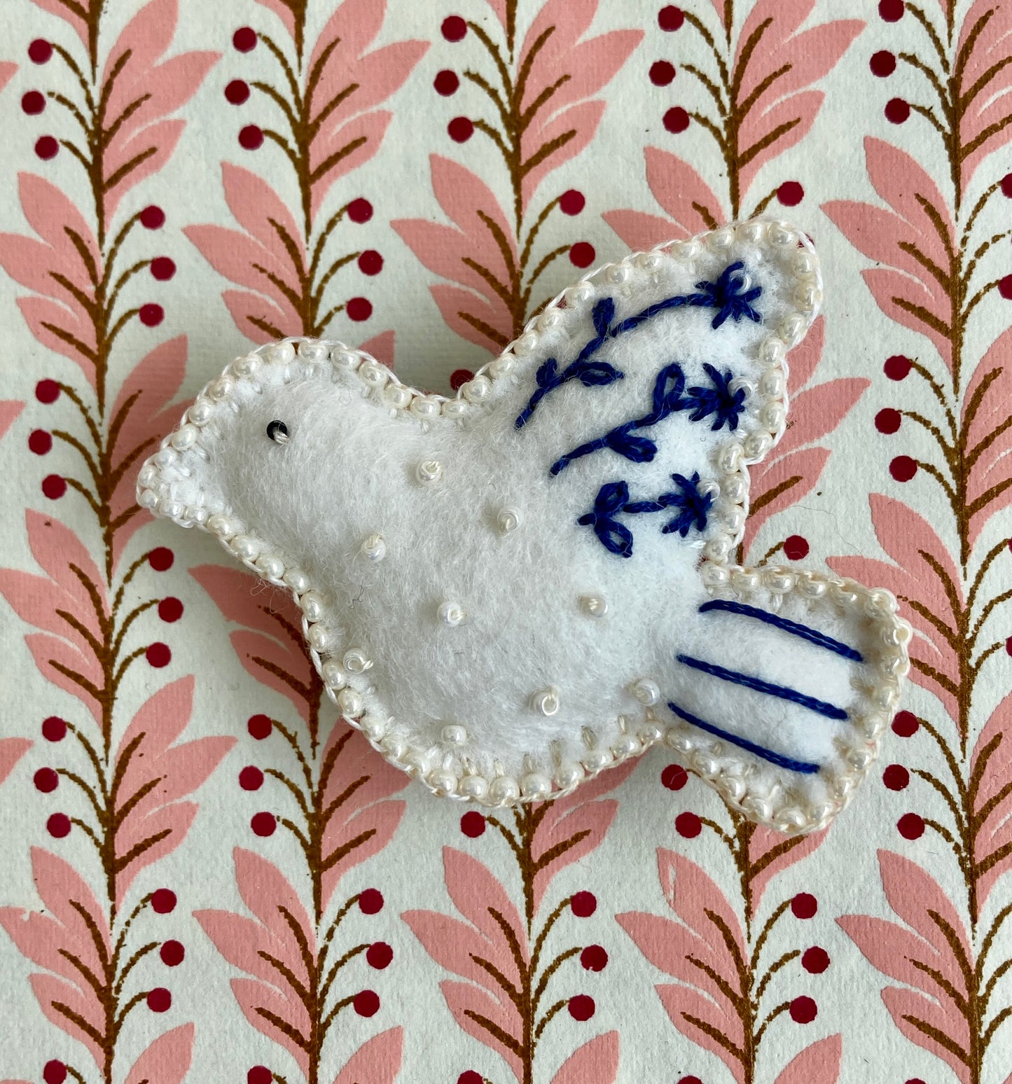 Dove Brooch - Blue & White