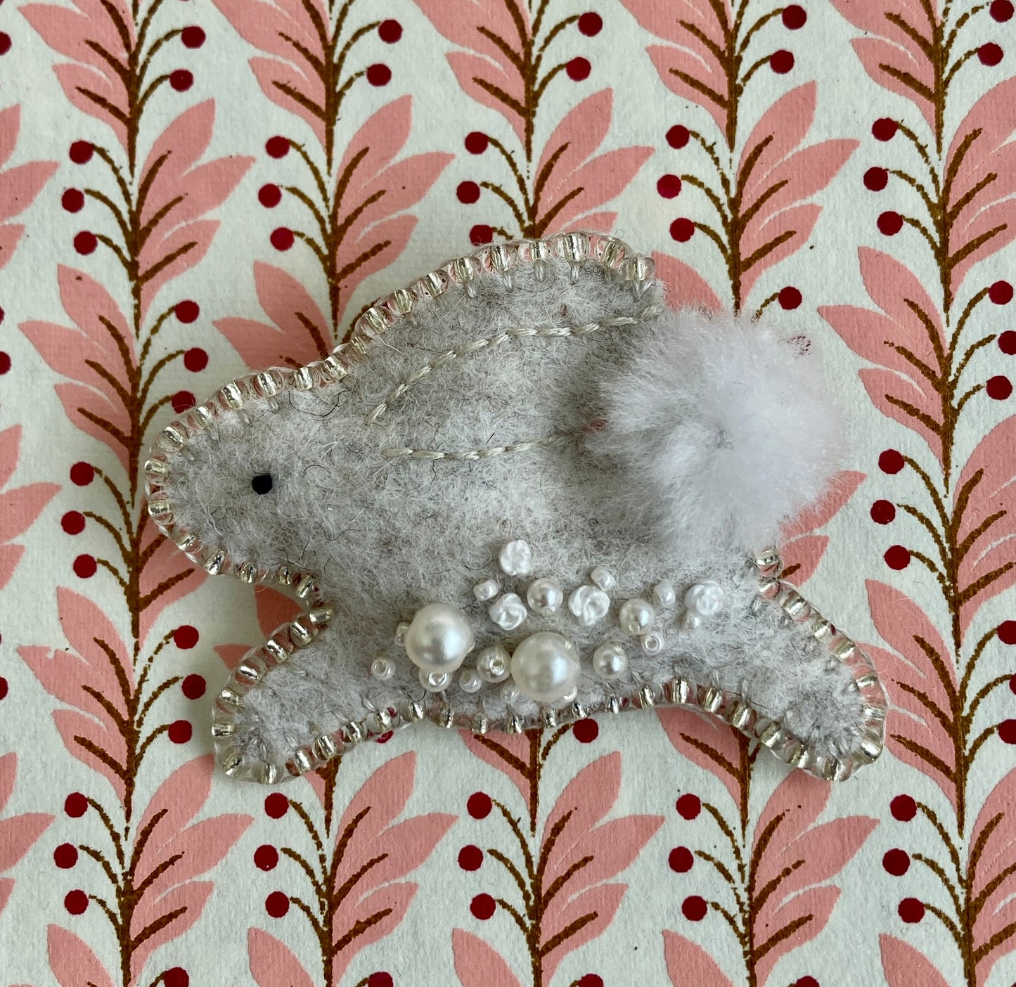 Bunny Brooch - Hopping - Speckled
